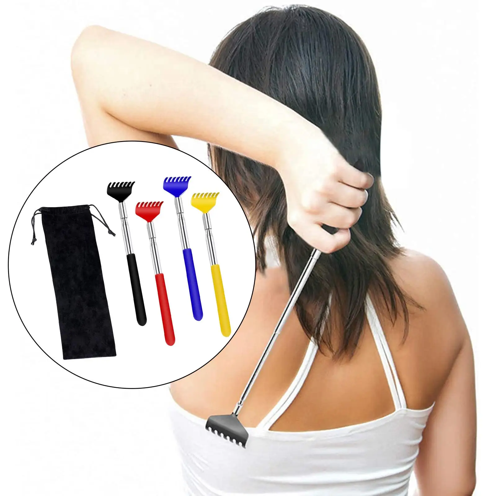 

Back Scratcher Telescopic Portable Massage Tool Claw with Carrying Bag Backslap for Home Christmas Gifts Travel Birthday Women