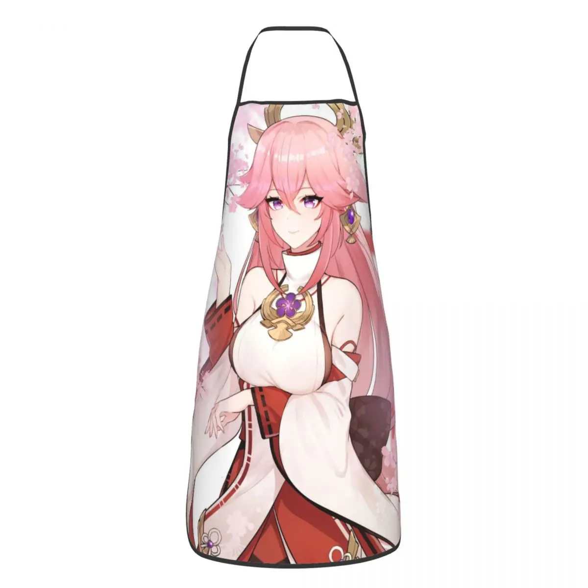 

Genshin Impact Apron Household Cleaning Painting Yae Miko Anime Bibs Kitchen Funny Tablier Chef