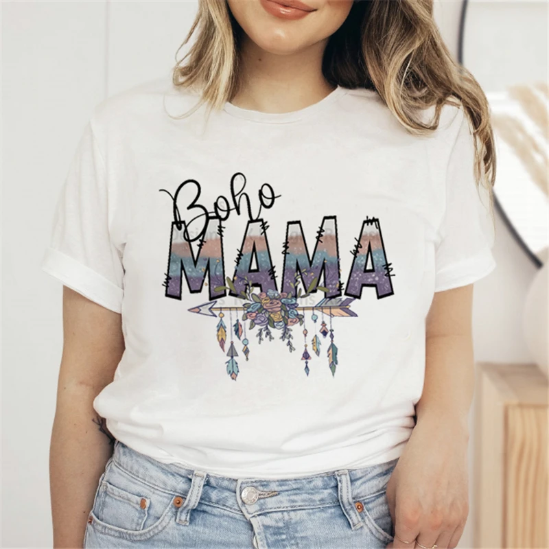 

Simple Casual Pullover Cartoon Mama Print Pattern Casual Print Women's Spring And Summer New Women's Regular Short Sleeve Clothi