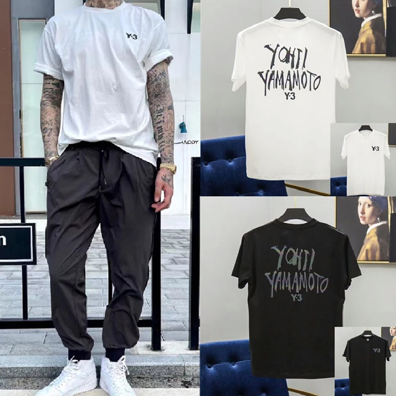 

Y-3 Yohji Yamamoto Street Trendy T-shirt Summer Loose Graffiti Font Letters Y3 Sports Short Sleeve