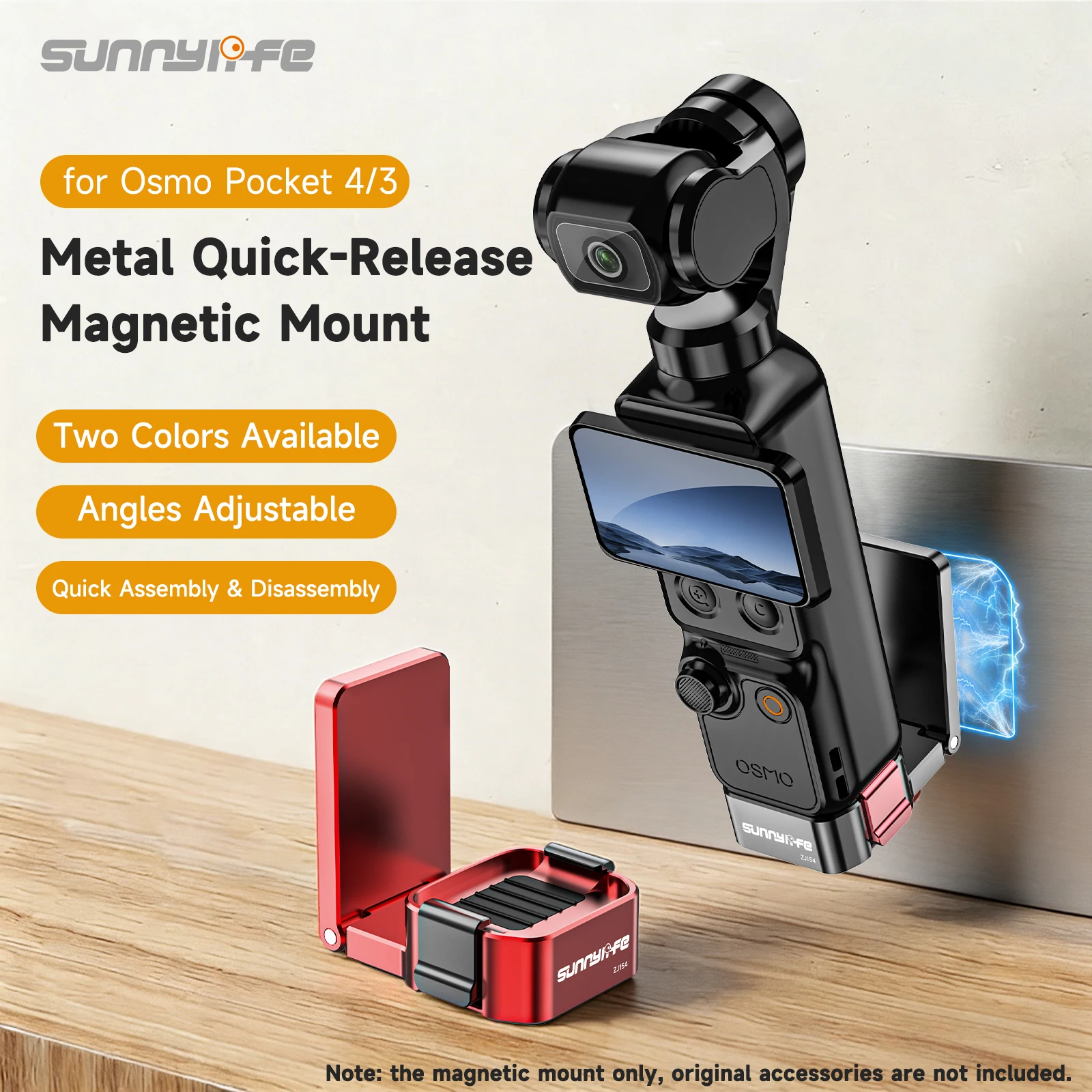 Фото Магнитное крепление Sunnylife из алюминиевого сплава с быстрым креплением для DJI Osmo Pocket 4/3, расширительный кронштейн, настольная подставка, аксессуары для камеры №1