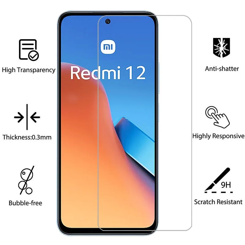 Чехол из закаленного стекла для xiaomi redmi 12 4g телефонный чехол redmi12 задняя крышка 360
