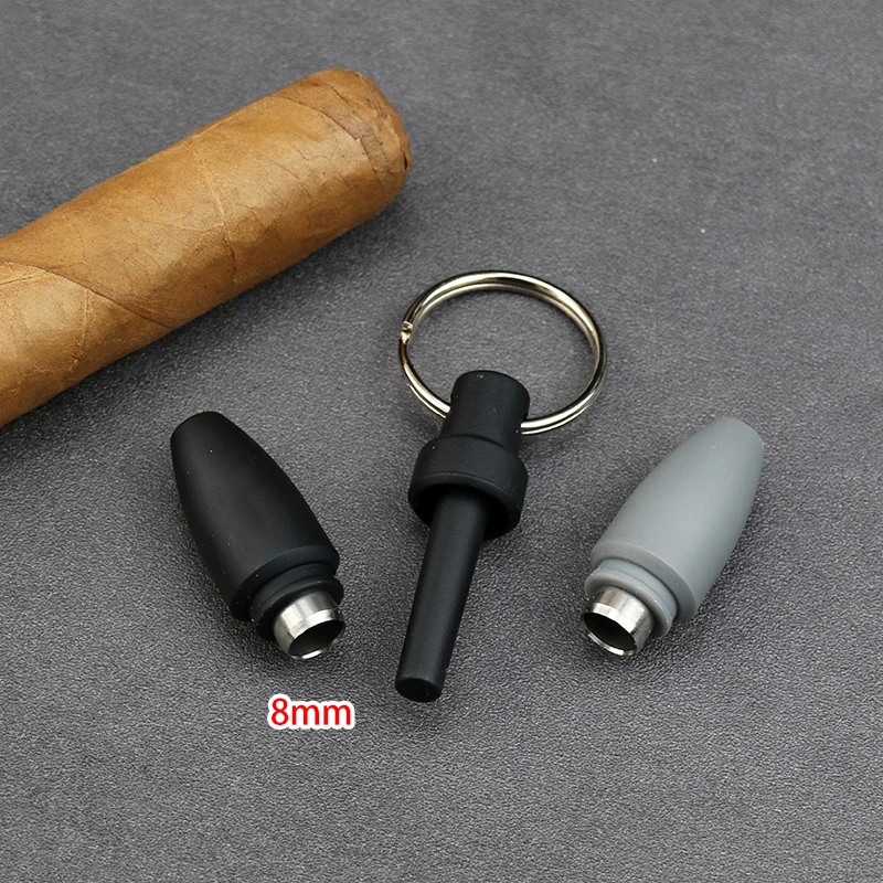 With Key Ring Clip Rubber Portable Cigar Puncher Accessories Blade Cigar Drill Hole Cigar Punch Cutter images - 6