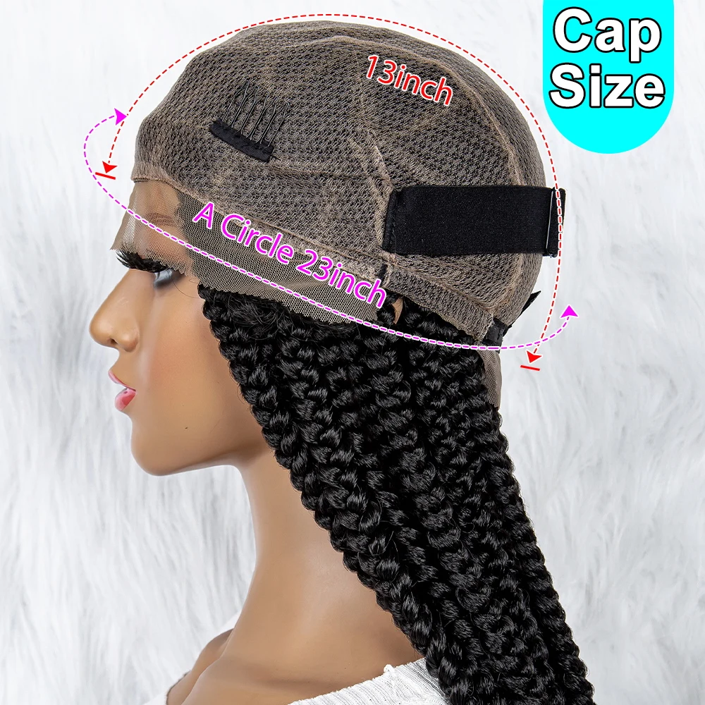 Braided Wigs for Black Women Synthetic Lace Front Wig Big Knotless Box Braids Wig 613 Blonde Full Lace Cornrow Braided Wigs images - 6