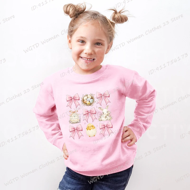 Пасхальный день бант кролик цыпленок пуловеры с круглым вырезом и принтом