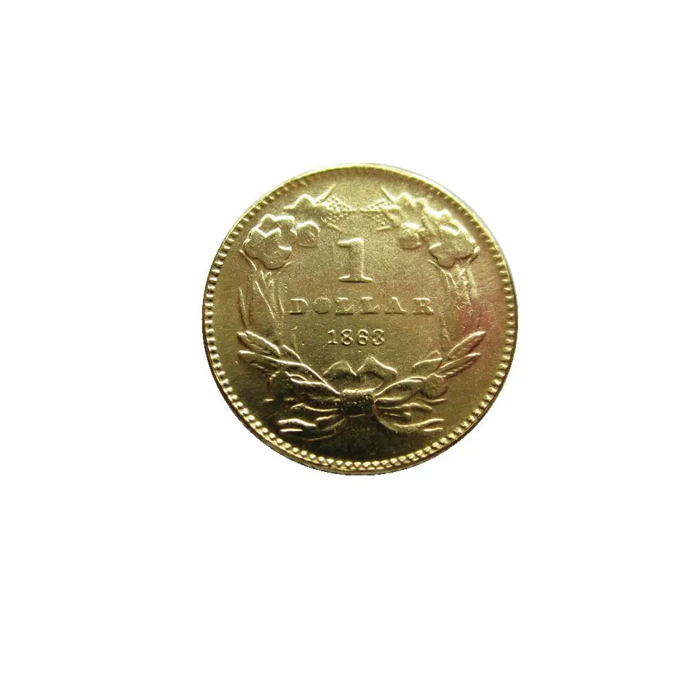 

1863 $1 позолоченная копия монеты с большой головой индийской принцессы