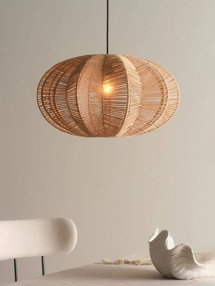 

Southeast Asian Vintage Style Living Room Pendant Light Hotel Room Restaurant Room Pendant Light Hemp Rope Handwoven Light