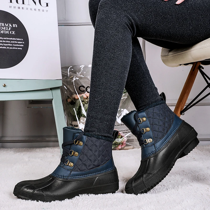 YISHEN Women Snow Boots Winter Warm Plush Duck Boots For Women Waterproof Non-Slip Rubber Rain Shoes Fashion Casual Shoes Botas