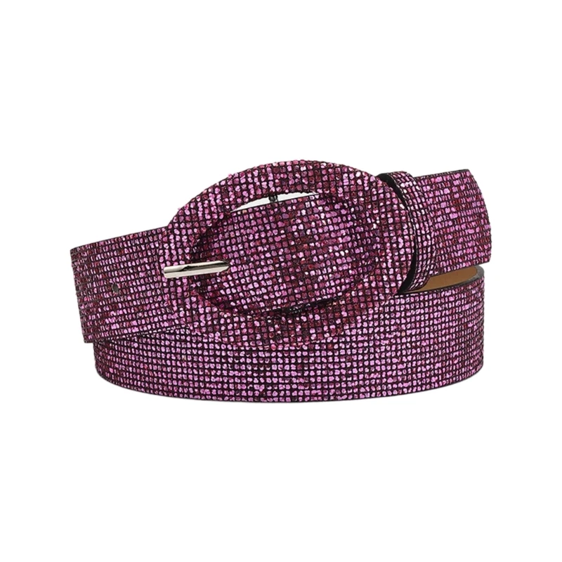 

Bright Female Waist Belt Waist Chain Luxury Sweet Waist Belt Fashion Belts Full Sequins Adjustable Oval Buckle Belt R7RF
