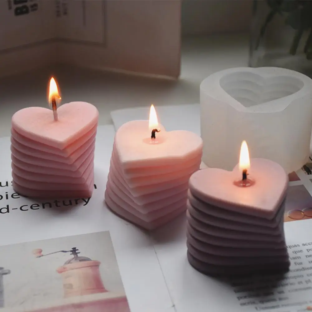 

3D Rotating Love Candle Mold Stacking Heart-shaped Aromatic Candle Gypsum Process Resin Soap Cake Decoration Mold Handmade Molds