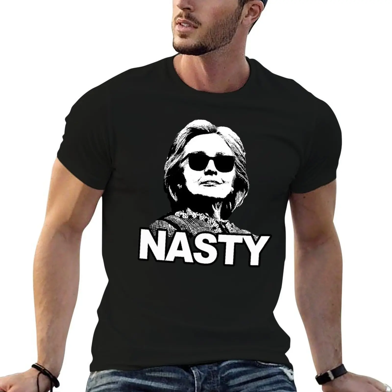 Фото Футболка с надписью «Hillary Clinton Nasty Woman», рабочая футболка с короткими рукавами №1