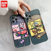 bandai brand cute spongebob and patrick black tpu mobile phone case for iphone xr xs max 8 plus 11 12 13 pro max cover