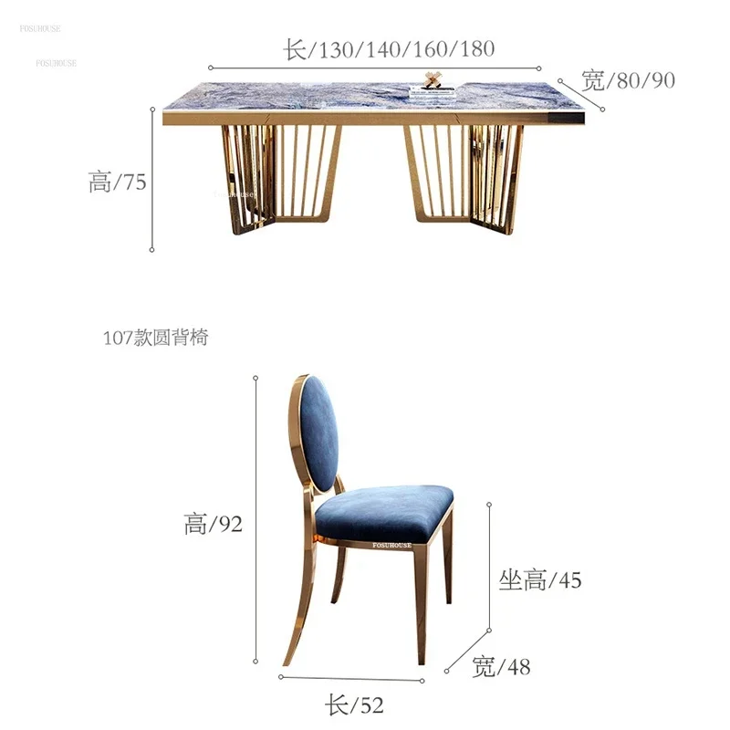 Легкие роскошные обеденные столы из шифера дизайнерская гостиная прямоугольный