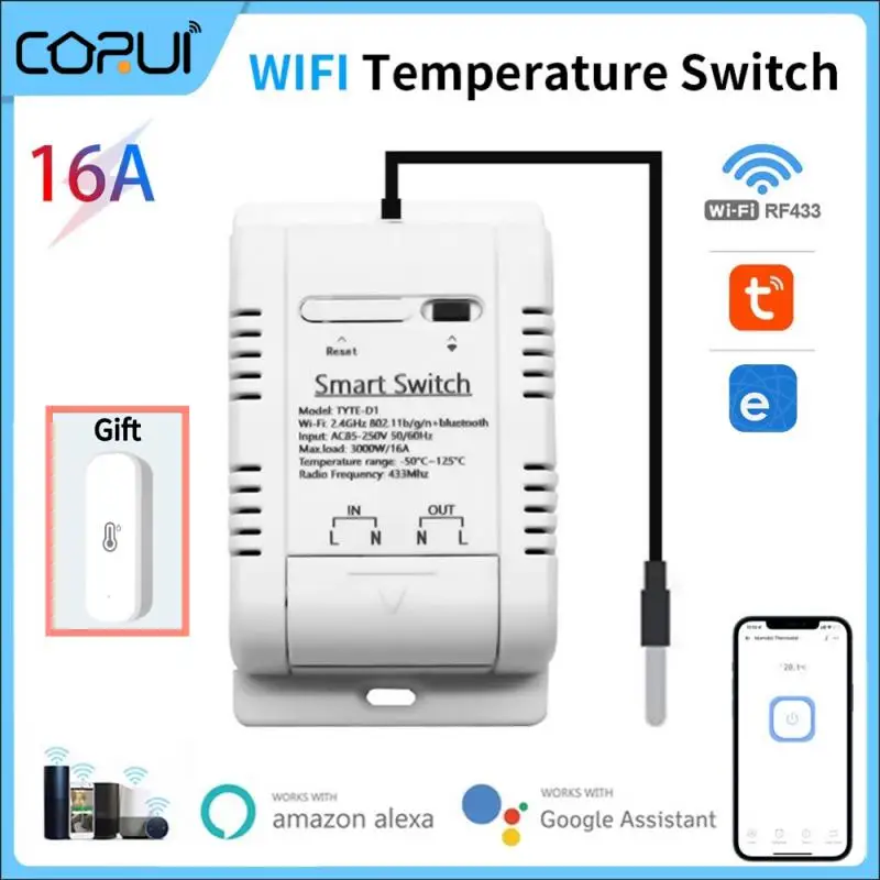 

CORUI Tuya Ewelink WiFi Smart Temperature Switch 16A With Energy Consumption Monitoring RF433 Smart Thermostat Alexa Google Home