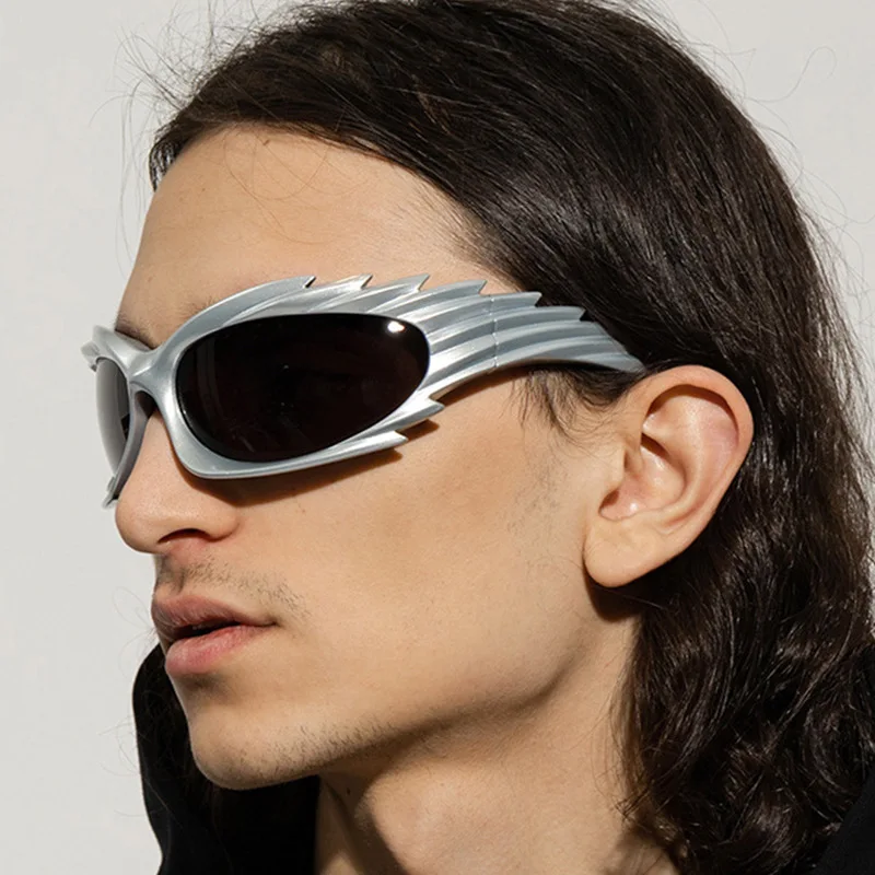 

Солнцезащитные очки для мужчин и женщин, винтажные Роскошные брендовые дизайнерские модные солнечные очки в стиле хип-хоп и панк, с запахом,...