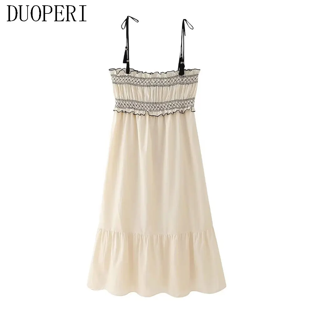 Женское модное бежевое платье-миди DUOPERI женское шикарное повседневное длинное