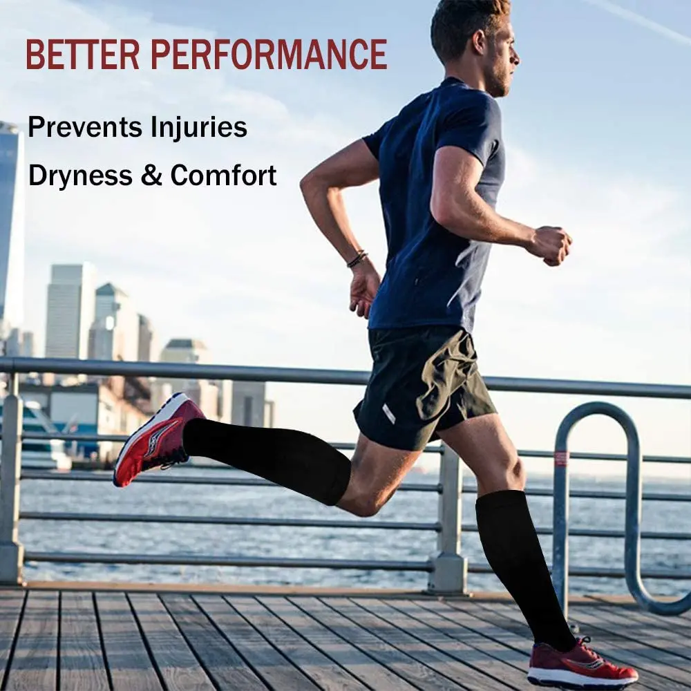 Compression Stockings Blood Circulation Promotion Slimming Compression Socks Anti-Fatigue Solid Black Color Men and Women Socks