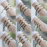 stainless steel sun moon heart bracelet for women gold color hollow out handmade adjustable woven rope bracelets gift
