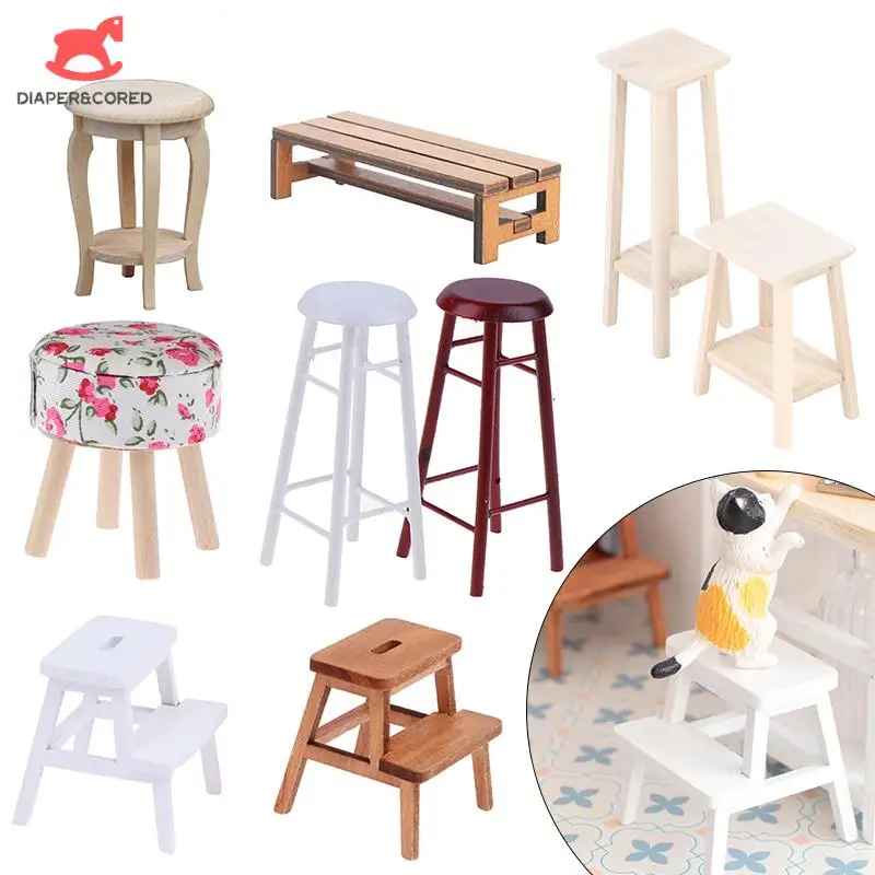 

Имитация деревянного стула, Цветочная стойка, модель для гостиной, игрушка, аксессуары для кукольного домика, миниатюрная мебель для куколь...