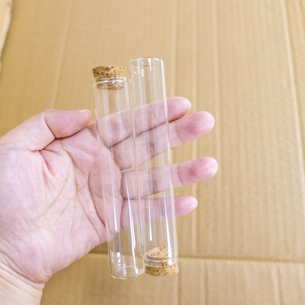 Customized Wedding Holiday Present Jars Jewelry Ornaments Corks Bottles Empty Glass Container Craft Vials 100Pcs