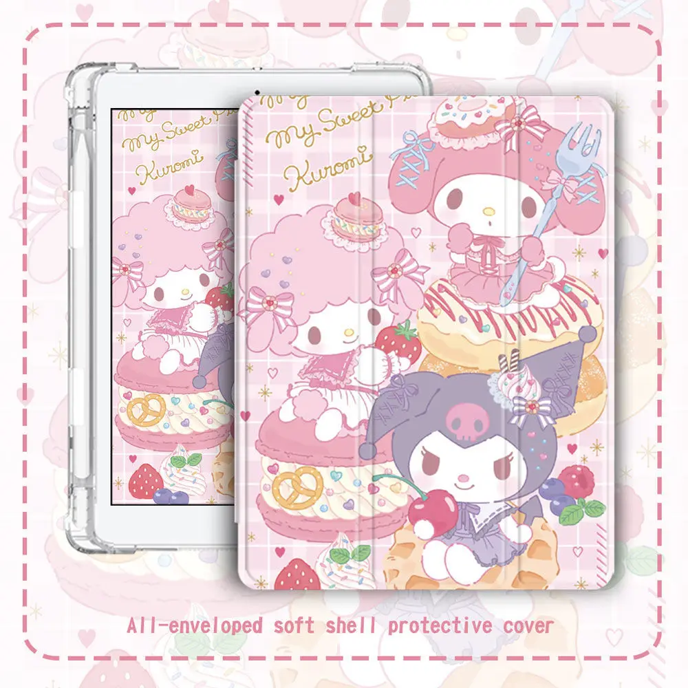 

My Melody Ipad 10.2 Protective Case Kawaii Kuromi Ipad9 Silica Gel Shell Air4 Tablet Pro11 New Anti-Fall Cartoon Girl Decor Gift