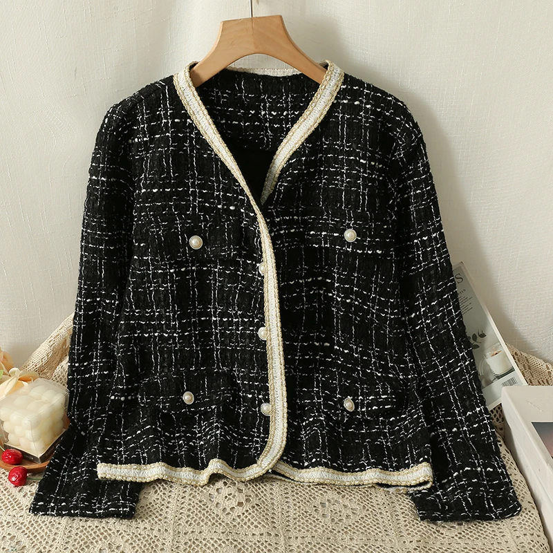 Блейзер Женский клетчатый на пуговицах с длинным рукавом осень 2023