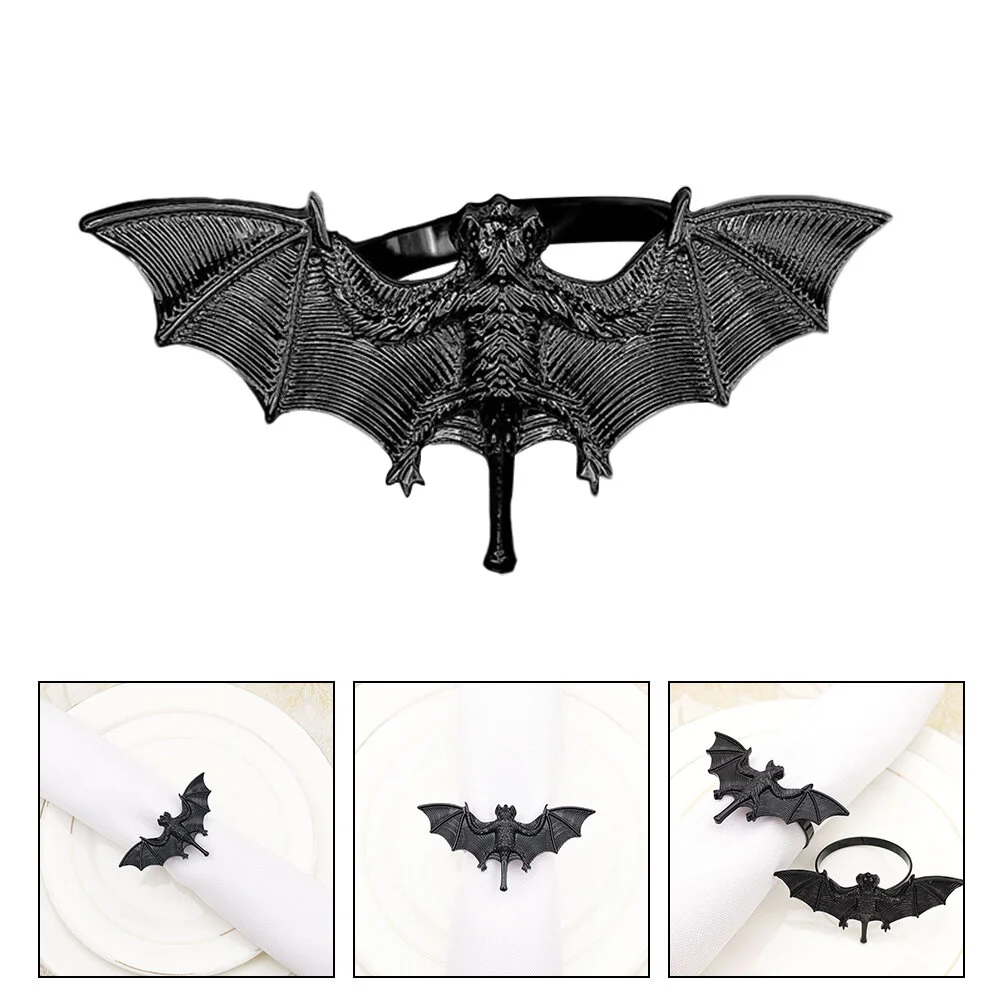 

4pcs Bat Napkin Buckles Spooky Bat Napkin Rings Decorative Bat Napkin Holders