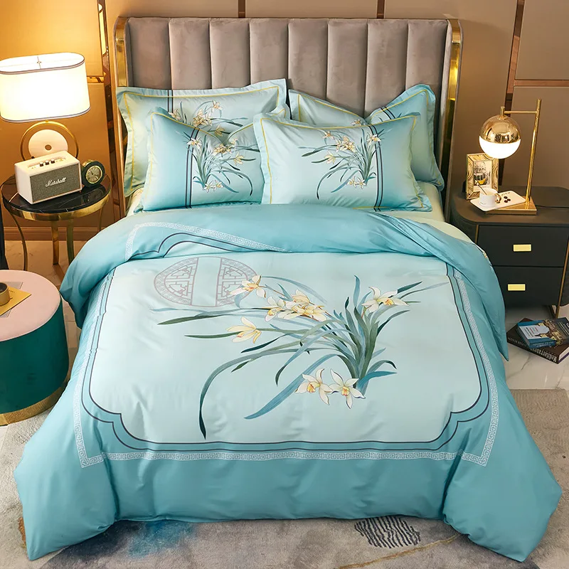 

New Pure Cotton Home Textile Four Piece Set Pastoral Decort Simple Printing Three Piece Set Quilt Cover Bed Sheet Pillow Case