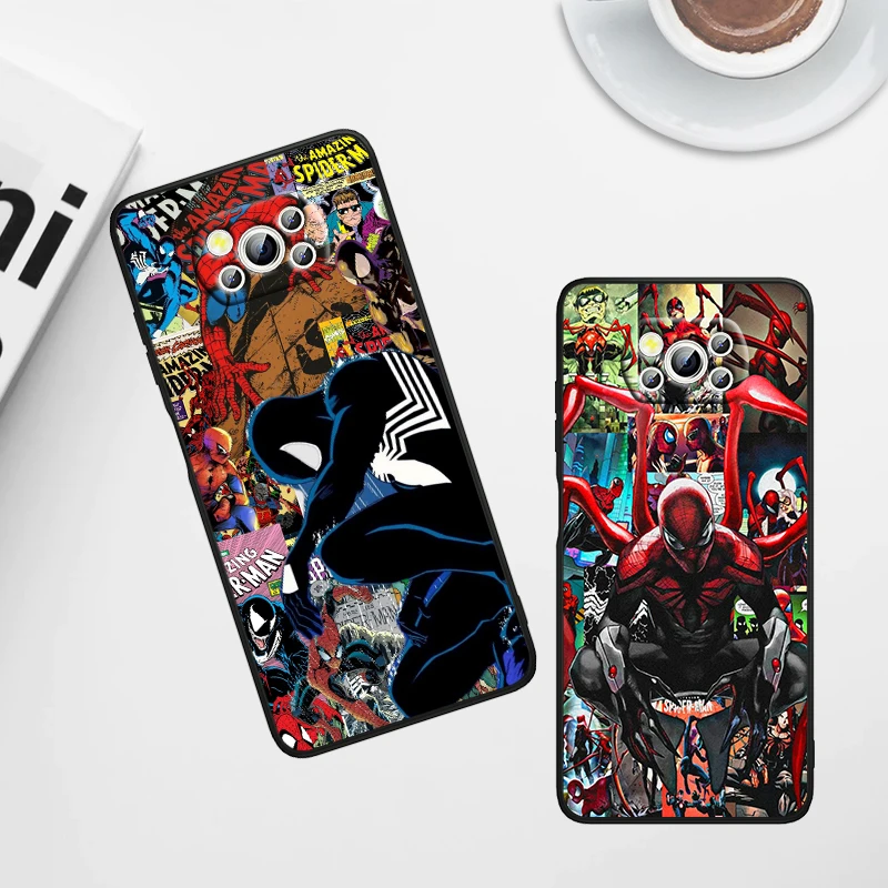 Супергерой Человек-паук Marvel для Xiaomi Poco X6 X5 X4 X3 F4 F3 NFC M6 M5 M4 GT S Pro 4G 5G C65 черный мягкий