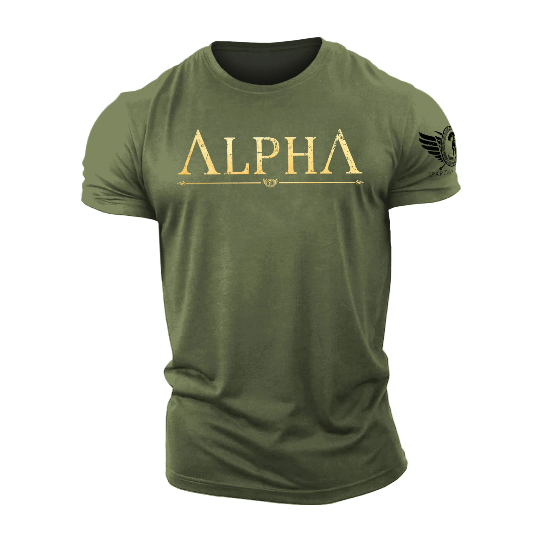 Мужская Футболка С Коротким Рукавом 3D Принтом Alpha Spartan Design Gold Coinage Workout Muscle Top