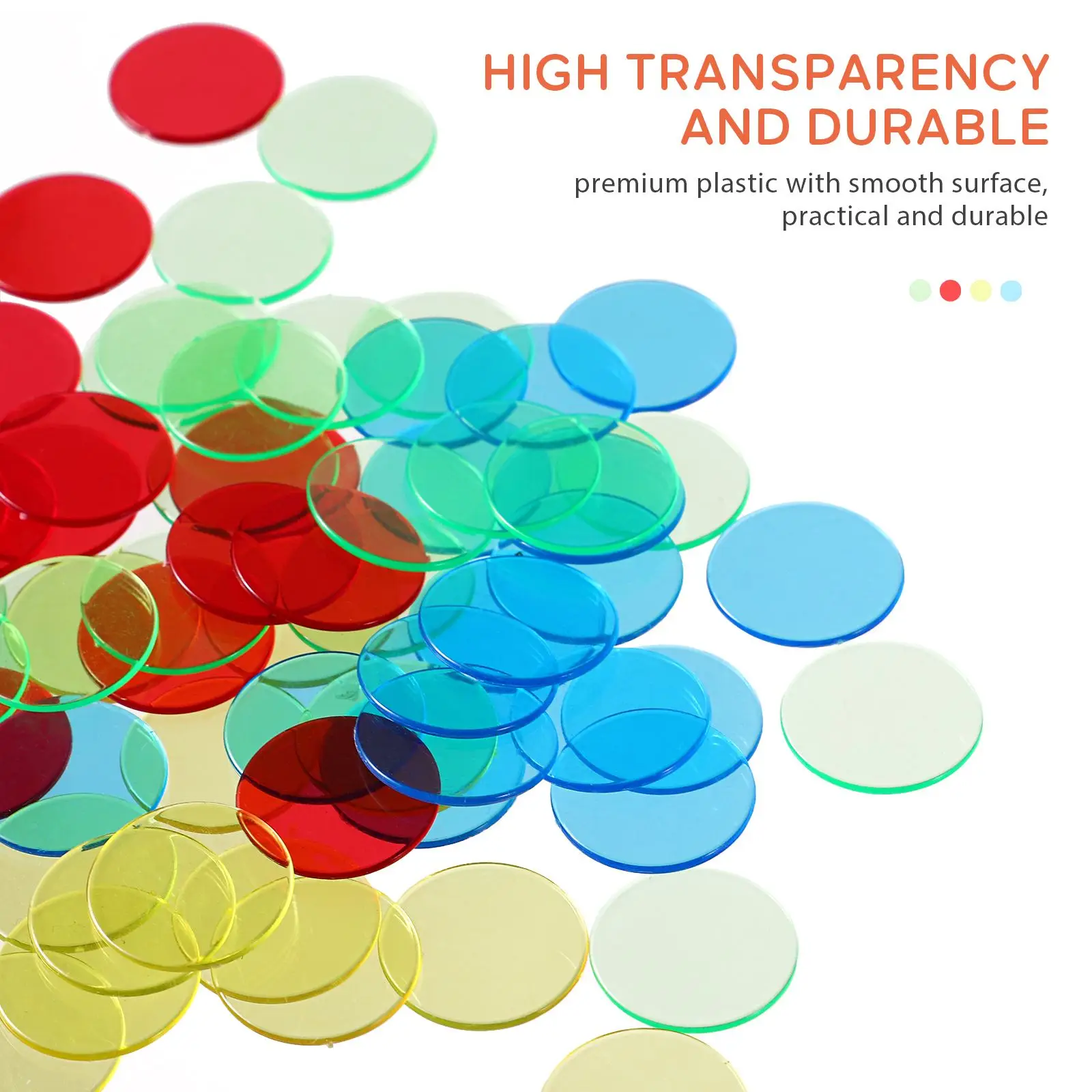 

BESTOYARD 400pcs Transparent 4 Color Bingo Chips Plastic Markers Clear Game Counting Chips Home Party Game Supplies