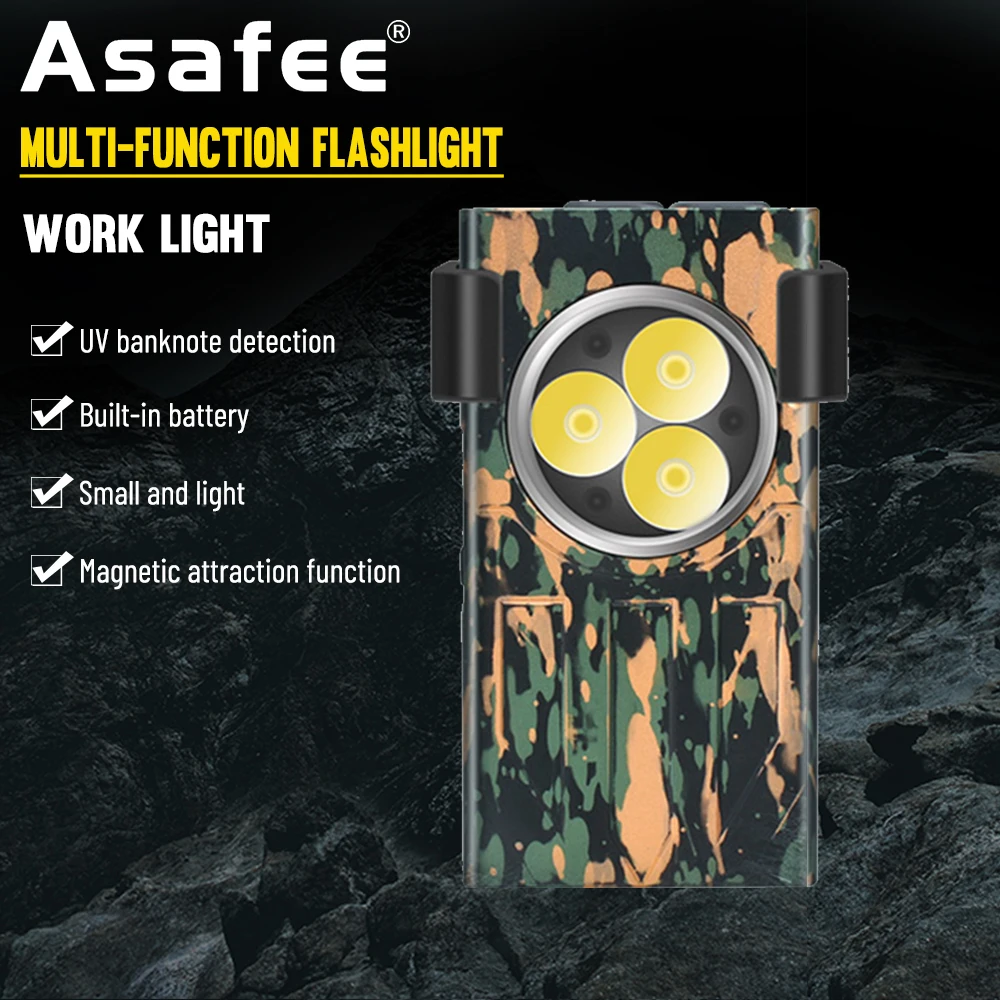 

Asafee V7 EDC Mini 1100LM Flashlight Built Battery USB Rechargeable Magnetic IPX5 Waterproof 100M Range 52g Lightweight UV Light