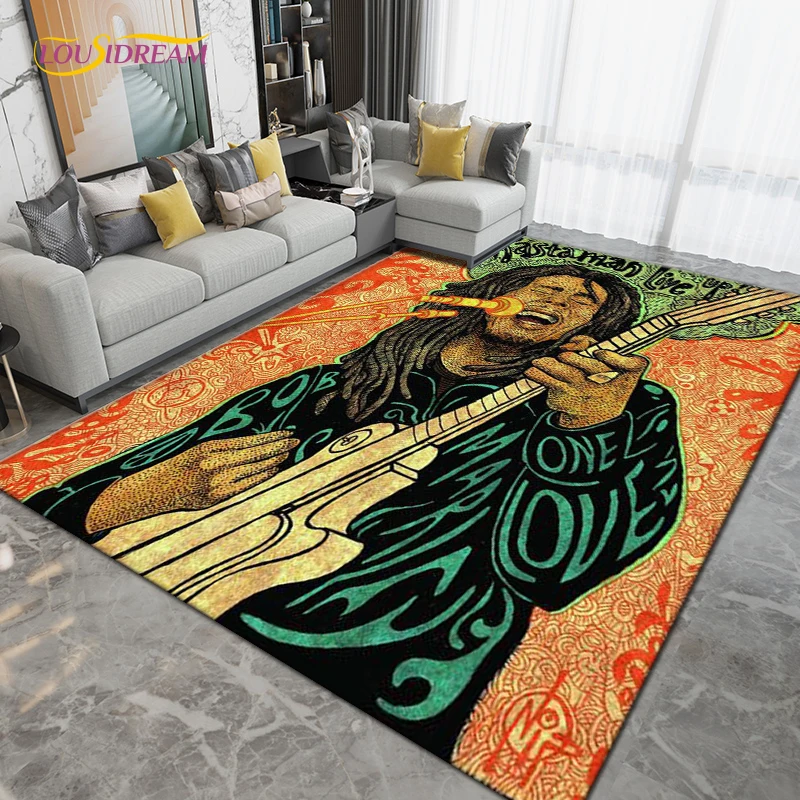 

Bob Marley Reggae Music Jamaican Style Maple Leaf Area Rug,Rug Carpet for Living Room Bedroom Decoration Non-slip Floor Mat Gift