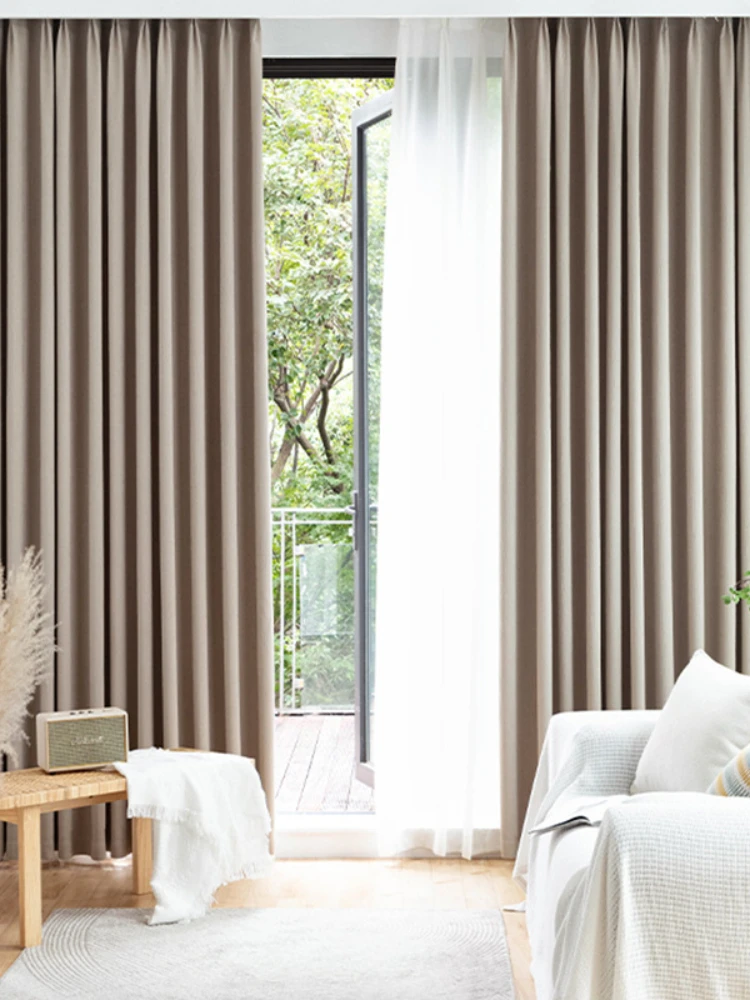 

Japanese Crumpled Fine Texture Cotton and Linen Blackout Thickening Curtain Living Room Bedroom Balcony Home Bay Window Gyc
