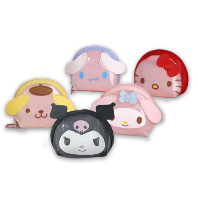 

Sanrioed Kawaii Cinnamorol Mymelody Kittys Kuromi Child Transparent Coin Cosmetic Bag High Face Value Birthday Christmas Gift