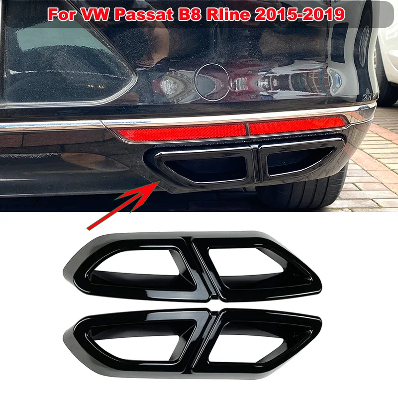 

For VW Passat B8 Rline 2015-2019 Car Rear Throat Exhaust Pipe Muffler Tips Cover Trim Sticker Decoration ABS Auto Accessories