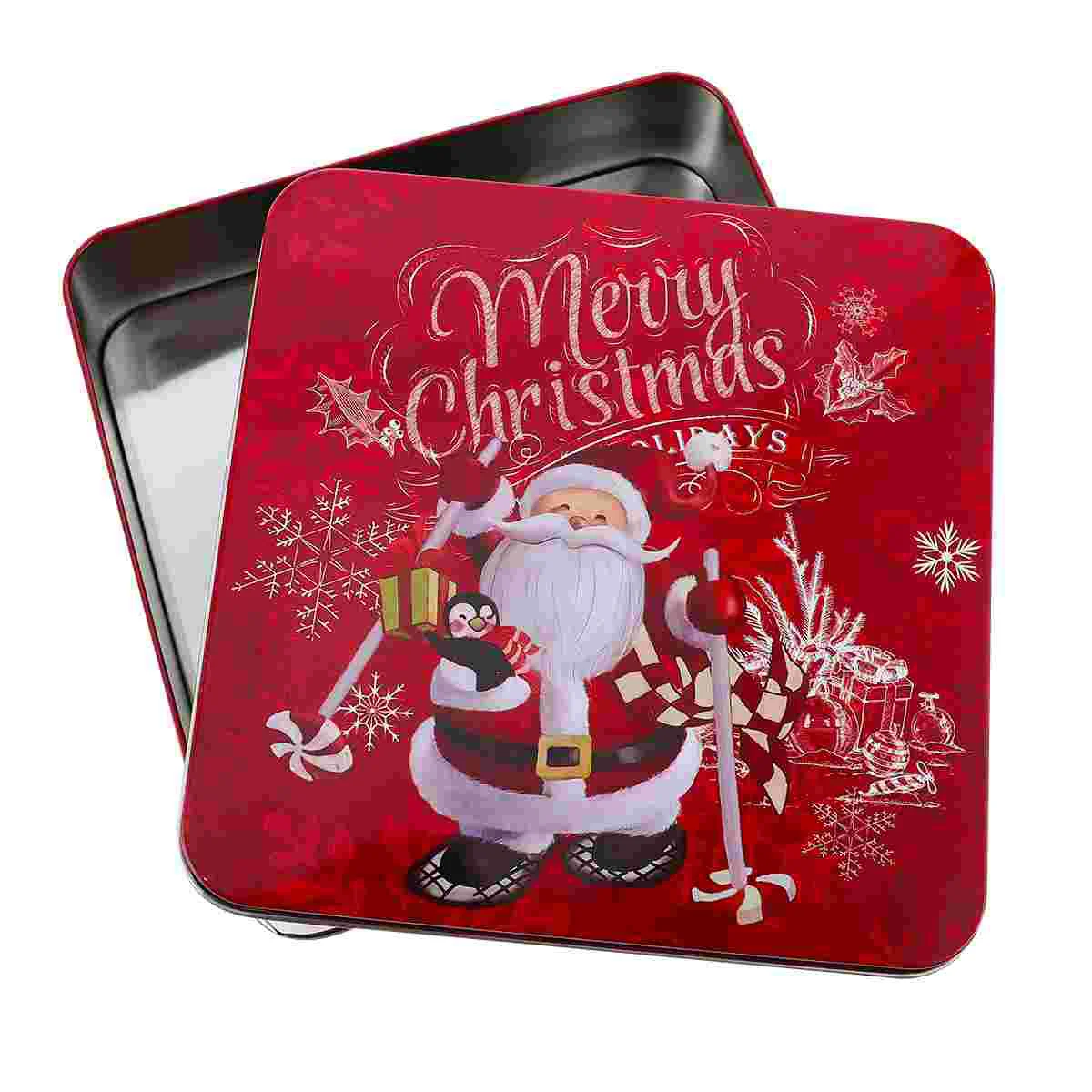 

Christmas Box Tin Cookie Gift Candy Tinsboxes Tinplate Storage Party Jar Metal Biscuit Square Can Caseempty Containerjars