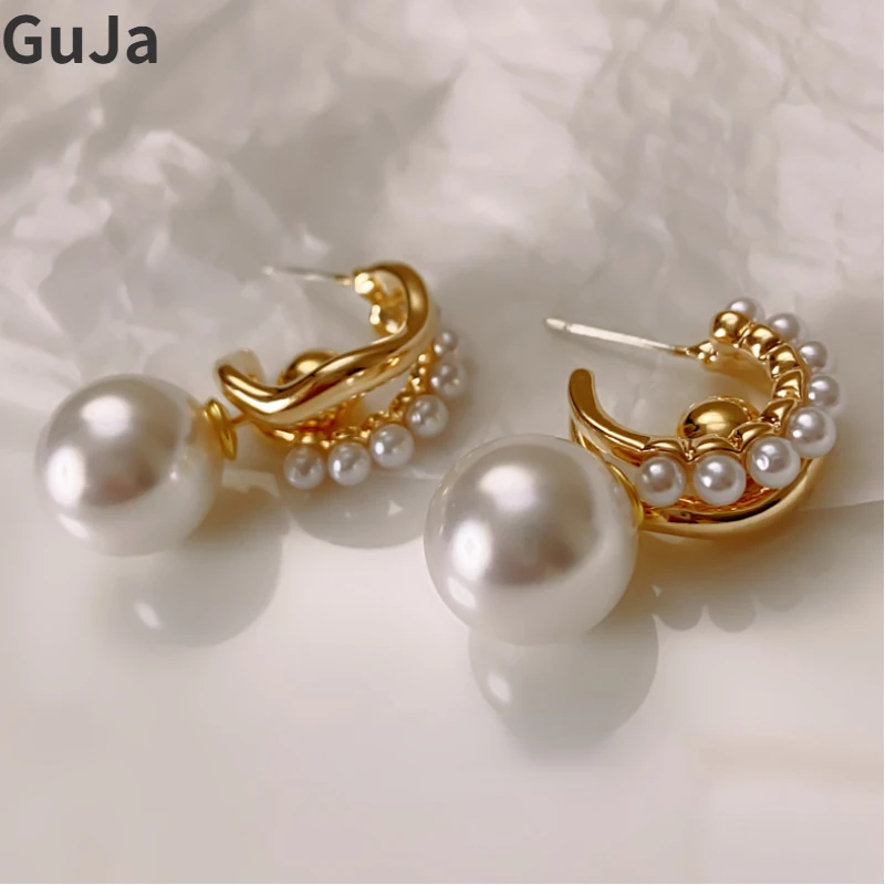 

Trendy Jewelry 925 Silver Needle 2023 Trend New Sweet Simulated Pearl Earrings For Women Girl Gift Two Wearing Method Hot Sale