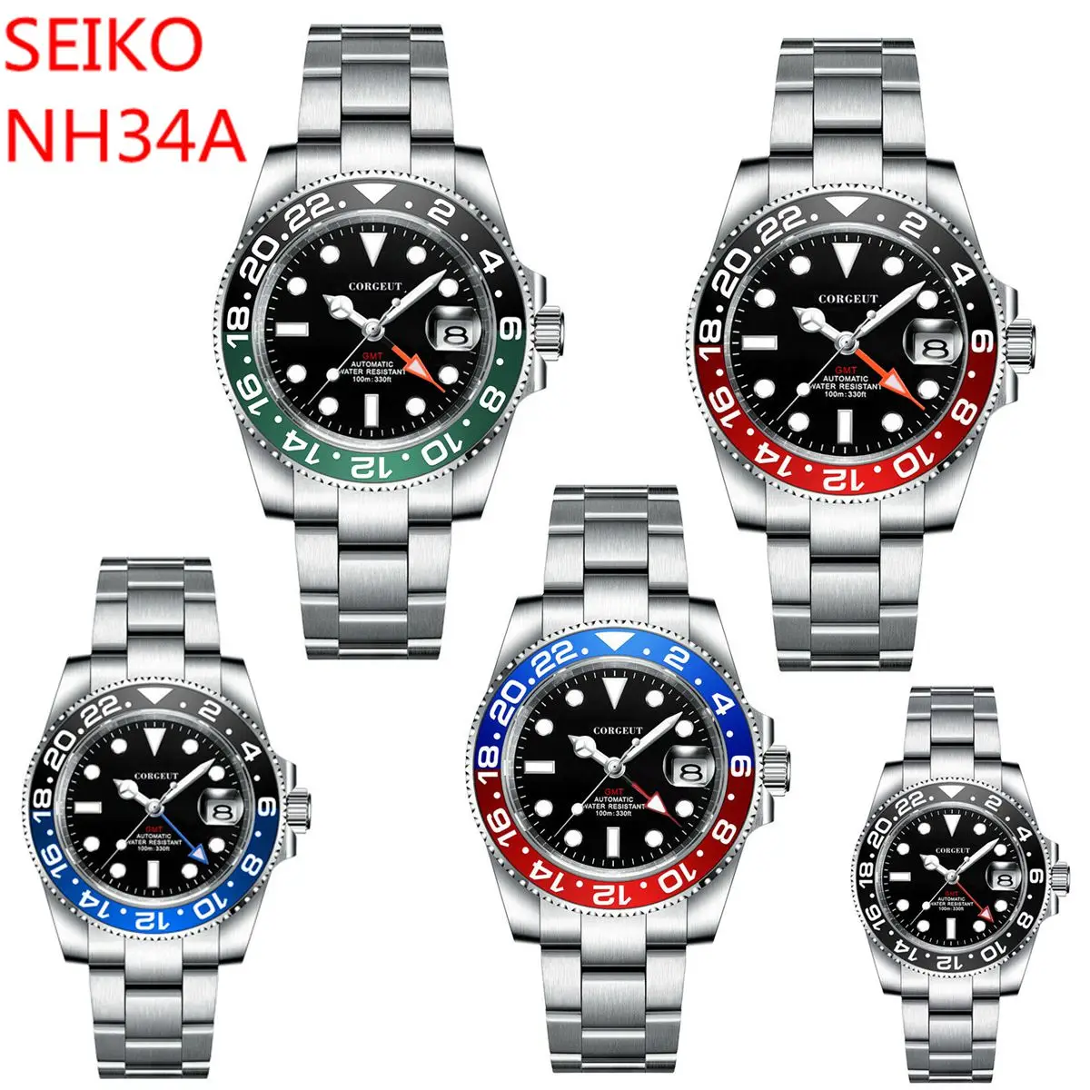 Часы мужские механические водонепроницаемые 40 мм с керамическим светящимся