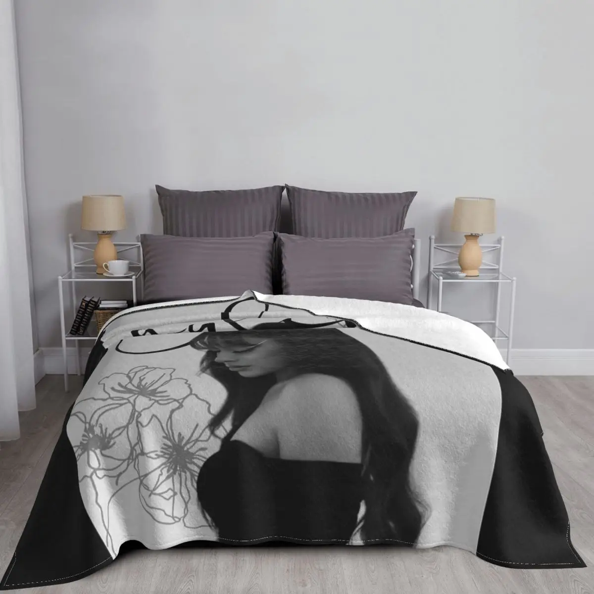 Одеяло Ayliva с красивым флисовым принтом портативное легкое тонкое покрывало для