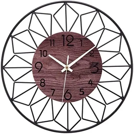 

Reloj de Pared Madera Maciza Metal 30 cm Silencioso Reloj de Pared sin tictac Sala de Estar Dormitorio Cocina Oficina Reloj de P