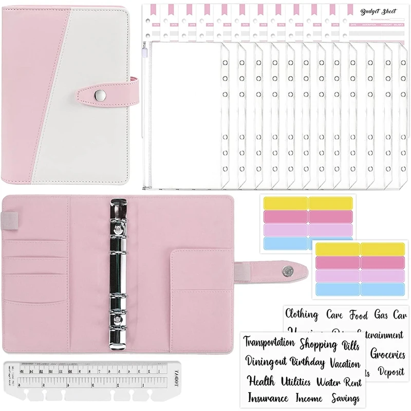 

Cash Envelopes for Budgeting, Budget Binder,30Pcs Ring Binder Set with Zipper Envelopes,for Saving Envelopes Organizer