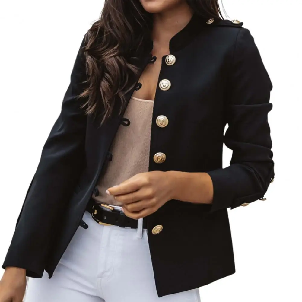 

Fashion Single Breasted Women Blazer Jacket Solid Color Female Buttons Sleeve Blazers Elegant Office Lady Slim Coat blazer mujer