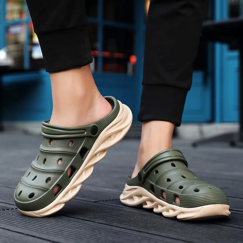 

40-45 Mens Mules & Clogs Summer Sandals Eva Flat-soled Mixed Colors Light Non-slip Beach Slippers Male Garden Shoes Hy32