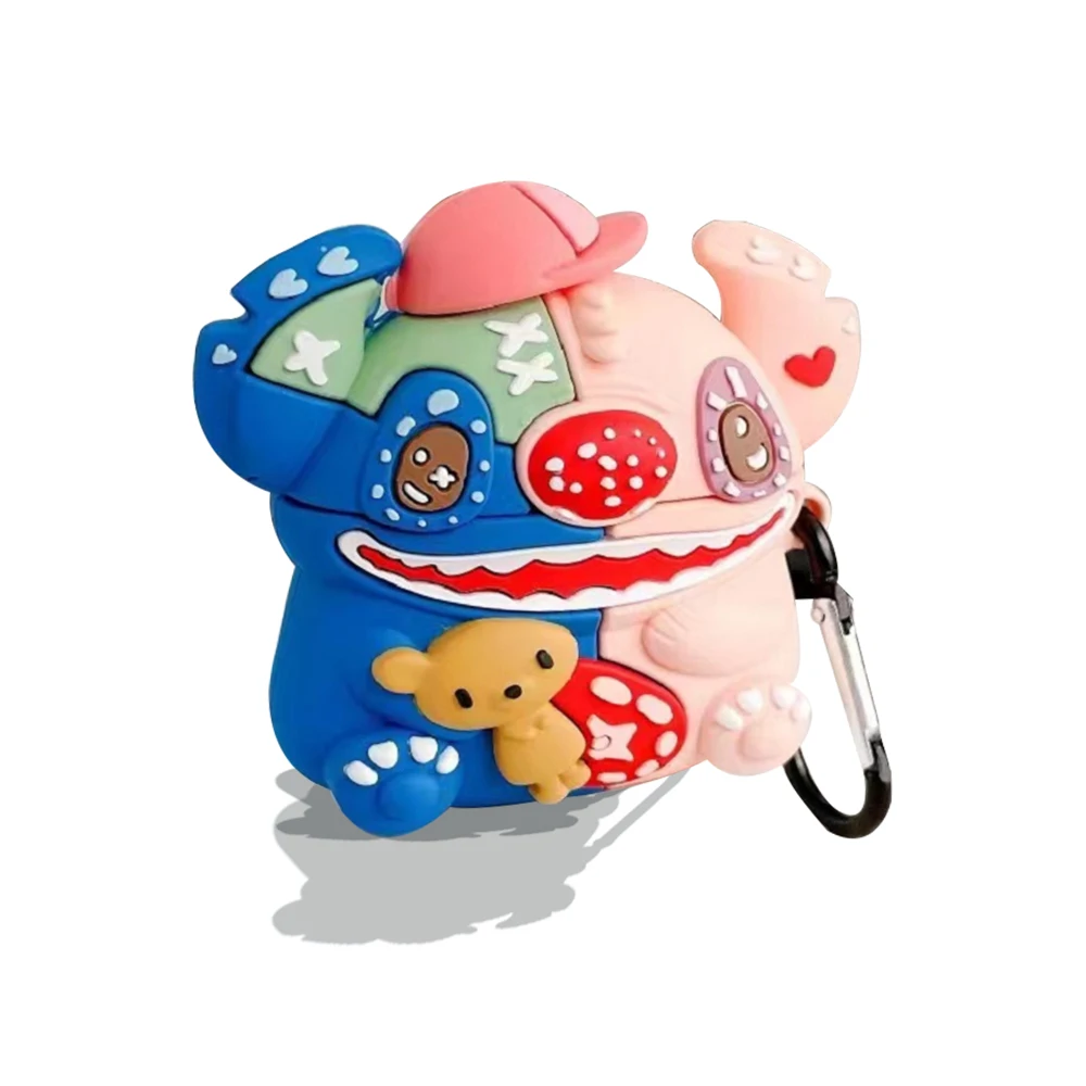 

3D Colorful Cute Silicone Earphone Case for Airpods Pro2 AirpodsPro Airpods3 Airpods1 2 With Key Chain Anti-fall Earphone Shell