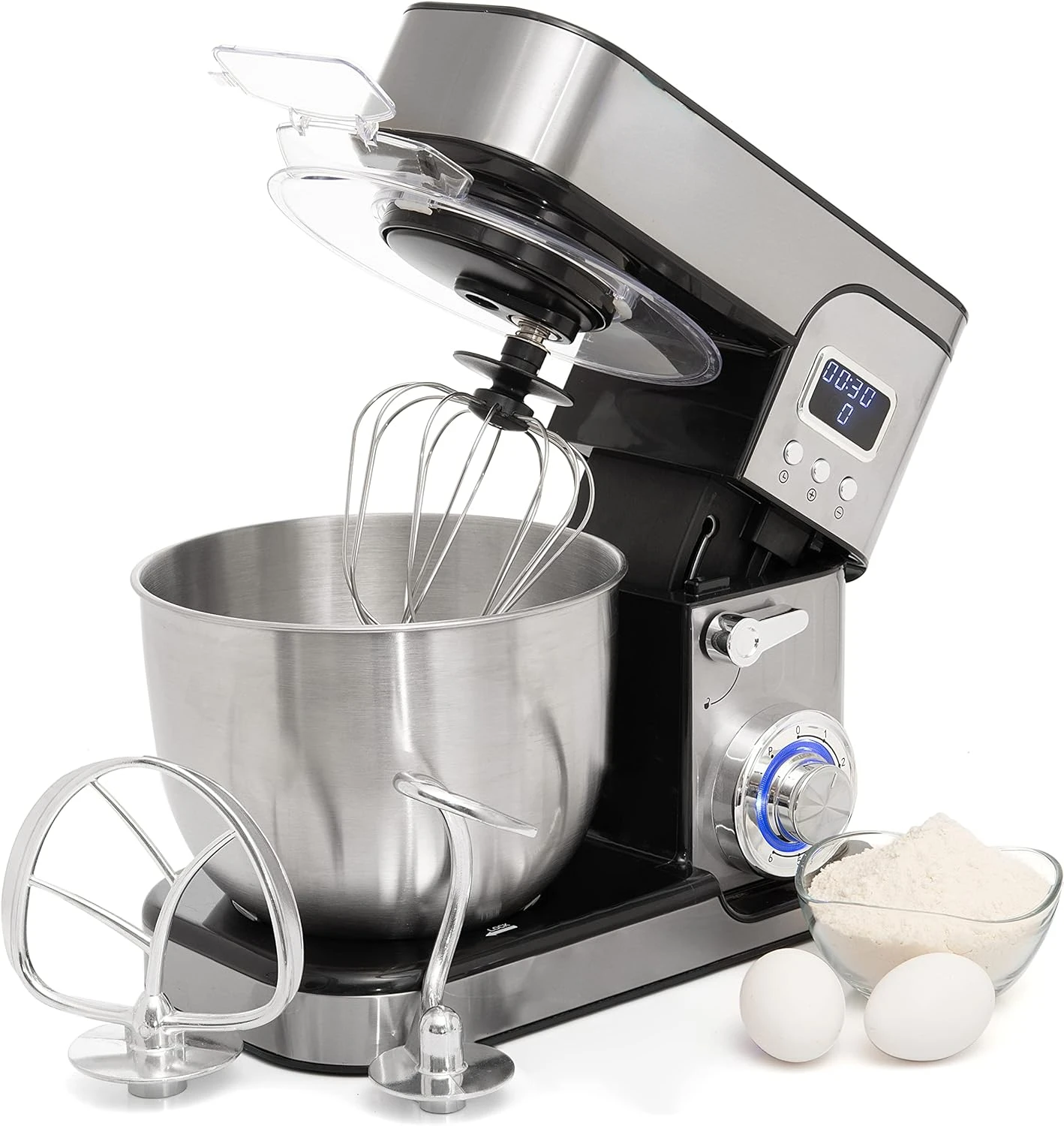 

& Каменная стойка, Миксер с ЖК-дисплеем, 6-Скоростной Миксер с чашей из нержавеющей стали 5,5 кварты, кухонный миксер с черным корпусом, Wi-Fi комплект