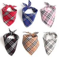1 pc triangle pet dog collars polyester classic plaid neck accessories for kittens adjustable dog necklace elegant pet supplies