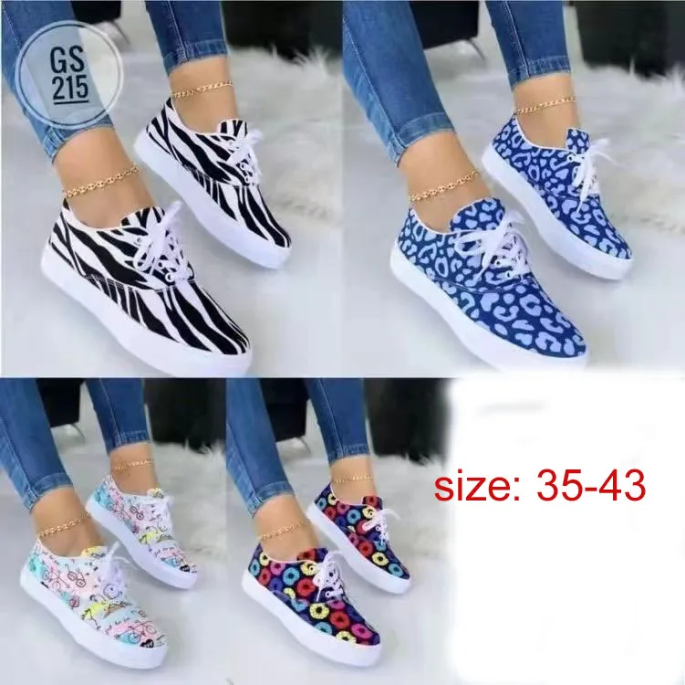 

Top Quality Spring New Women's Printing Canvas Single Shoes Thick Bottom Leisure Shoes Breathable Casual Shoe Female Sneakers