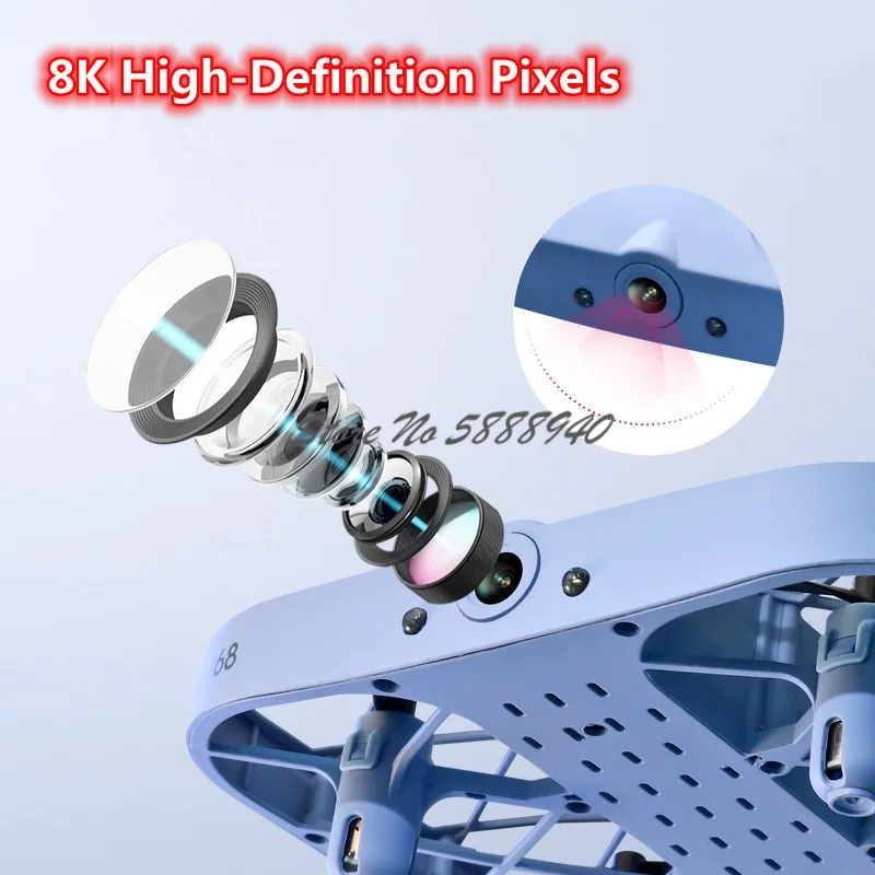 Фото Камера 8K HD с защитой корпуса, Wi-Fi FPV, дрон с дистанционным управлением 2.4G, фиксированная высота, 360° °   Портативный радиоуправляемый дрон-игрушка MINI с режимом перевернутого полета №1