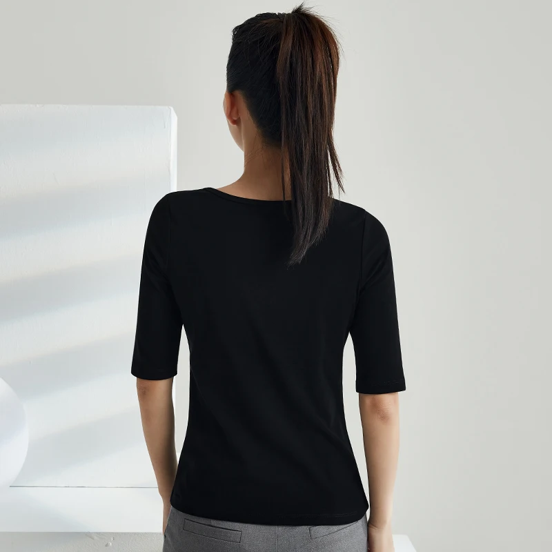 Женские рубашки с круглым вырезом однотонная женская одежда хлопковые футболки